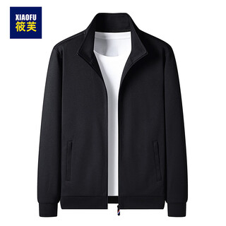 Xiaofu black casual cardigan sweater men's spring and autumn american stand collar boys jacket 2026 new men's short jacket