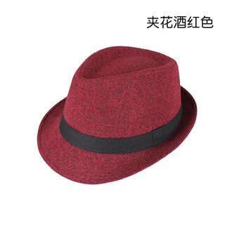 Top hat for middle-aged and elderly men, high-end new korean style jazz hat, trendy men, british retro men's small top hat, stage sunshade, flower red, one size fits all (56-58cm)
