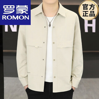Romon jacket men's short lapel casual jacket spring and autumn new handsome versatile thin workwear top beige l 175
