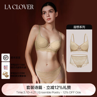La clover goddess' day gift 25aw reverie simple transparent mesh underwear women's bra set lc2025141 camel-transparent wire thin bra 80b l 170