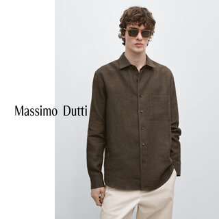 Massimo dutti spring and summer new product 2026 men's urban casual commuting pure linen shirt 01930264 dark khaki s (cn 175/92a)