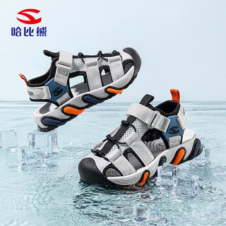 Hobibear children's shoes summer boys outdoor hollow toe sports sandals lightweight girls beach shoes 621310 gray black 36
