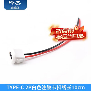 Zejie type-c with wire waterproof female base diy repair data charging port test c soldering wire glue injection double-layer usb socket type-c 2p white glue injection buckle wire length 10cm