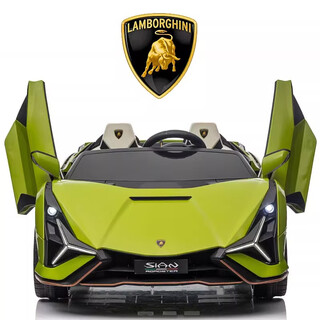 Chinami children's car can seat adults lamborghini children's electric car four-wheel parent-child sports car baby remote control toy car green top with mp3 music player