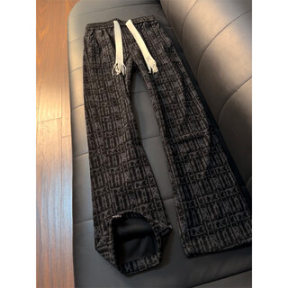 Katuchi american tie-dyed plaid casual pants for men in spring and autumn loose vertical straight wide legs high street lazy sports pants black xl