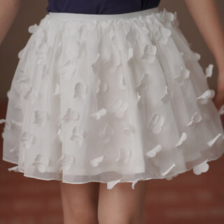 Haqi children's clothing 2026 summer girls white skirt lightweight breathable three-dimensional flower puff skirt children's skirt western style white 110