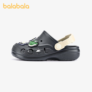 Balabala children's sandals, summer boys' soft-soled home shoes, bathroom lightweight clogs, outdoor girls' parent-child beach shoes, rock black 29, inner length 19cm (190) suitable for 29 feet