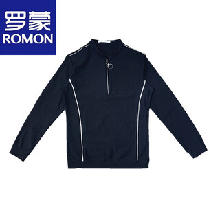 Romon korean style slim-fitting sweatshirt men's long-sleeved long-sleeved t-shirt men's casual stand-up collar zipper solid color underwear lining black m suitable for wear within 120jin jin equals 0.5kg