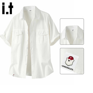 Chocoolate it workwear short-sleeved shirt for men 2026 summer american multi-pocket pure cotton retro shirt white xl recommended 140-160jin jin equals 0.5 kg