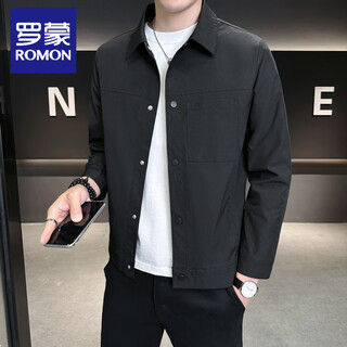 Romon spring and autumn men's top slim lapel youth jacket korean style trendy versatile fashion casual jacket 1-2-703 black m