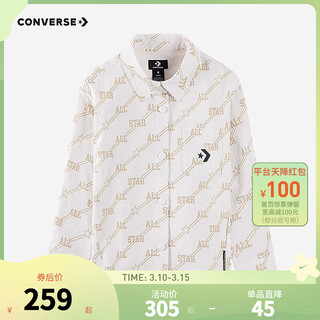 Converse converse children's clothing girls all star shirt spring and autumn new full-print comfortable children's long-sleeved shirt classic white 110/52 recommended height 98-104cm