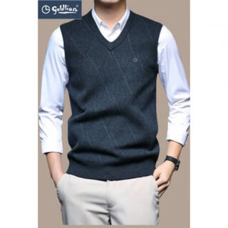 Goldlion vest vest men's v-neck pullover sleeveless sweater middle-aged solid color knitted waistcoat green 3xl