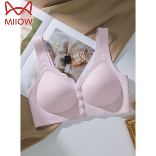 Miiow front-button no-wire vest bra anti-sagging fixed cup push-up side breasts underwear thin sports back bra matte purple xl (suitable for 80bcde cup)