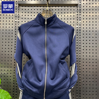 Romon spring new casual suit men's straight floor-length mopping pants running sports two-piece loose sweatshirt and sweatpants complete set blue top single piece 4xl 170-185jin jin equals 0.5 kg