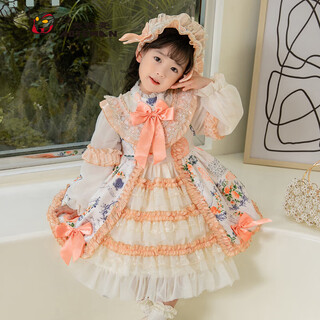 Ultraman lolita girls princess dress spring and autumn 2026 new style children's dress autumn girl lolita skirt orange (send hairband) 90 cm