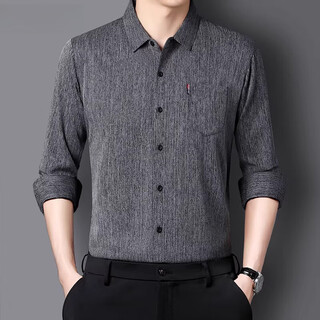 Rsy light luxury brand long sleeve shirt men's zodiac year red pointed collar business formal no-iron anti-wrinkle shirt gray 3xl