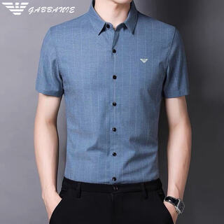 Emporio armani armani's new summer men's short-sleeved shirt business high-end non-iron anti-wrinkle ice.silk men's formal shirt ag/1730 sea blue s 165 size (weight 100-115jin jin is equal to within 0.5 kg)