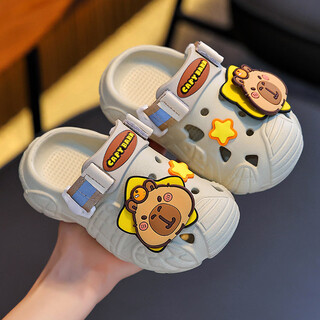 Yunyouli (yunyouli) jieyangcang-capibala children's sandals and slippers, girls' summer cute non-slip indoor bathing soft soles, khaki color 10.5 170 (inner length 16.5cm, suitable for feet 15.5cm)