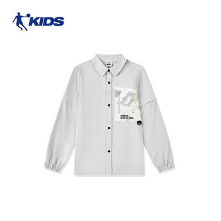 Jordan jordan children's clothing boys' shirt jacket 2026 summer loose and versatile student children's big children's windbreaker t8433804 gauze gray 130
