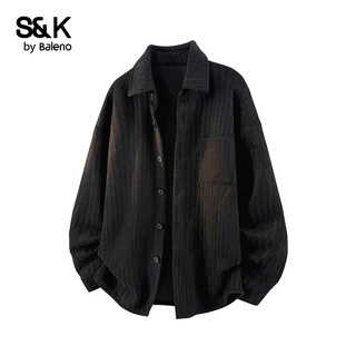 Baleno s&k series simple retro striped shirt 2026 spring and autumn classic versatile lapel men's casual long-sleeved tops