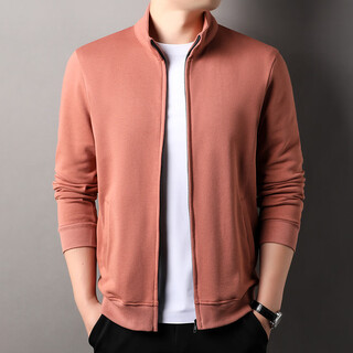 Lilang zipper cardigan feel jacket 2026 spring and autumn stand collar men's cotton sweatshirt loose casual jacket orange s 165