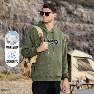 Jeep spring and autumn men's hooded sweatshirt army green xl