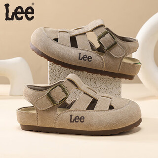Lee sandals retro style spring new boys and girls roman baotou sandals medium and large children's soft soled birkenstock shoes sand color 36 recommended foot length 214mm
