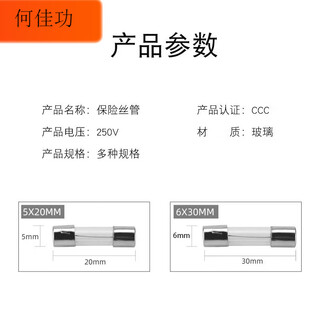 Glass fuse tube 5a10a20a car cigarette lighter 30a charger 2a3a driving recorder fuse tube 7a 5*20mm 20 pcs/