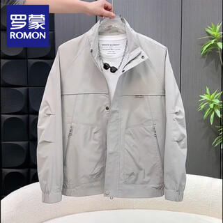 Romon (romon) sense stand-up collar simple work jacket men's 2026 spring and autumn new fashion versatile casual top jacket trendy beige m recommended 90-110jin jin equals 0.5 kg