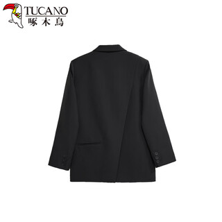 啄木鸟西装外套女2026新款开春气质名媛设计感小众休闲灰色超火西服 黑色 M 【80-斤】