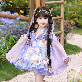 Ultraman lolita girls princess dress spring and autumn children's lolita puff skirt little girl new chinese dress purple (skirt comes with tail) 100 cm