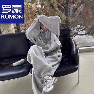 Romon special 300 jin jin is equal to 0.5 kg autumn and winter sportswear suit men and women hooded sweatshirt loose casual leggings two-piece set 2 gray suit xl recommended 95-125 jin jin is equal to 0.5 kg