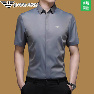 Armani (armani) italian men's short-sleeved shirt summer ice silk half-sleeved shirt without ironing high-end business men's white shirt ag-8816 gray green 4xl 190 (200jin jin is equal to less than 0.5 kg)