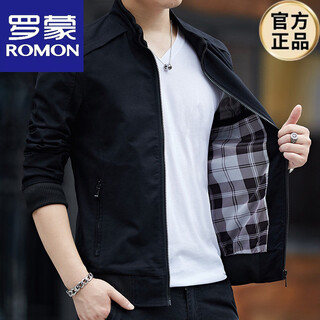 Romon men's jacket spring and autumn casual trendy denim workwear men's jacket autumn and winter cotton high-end spring top w1802 black spring and autumn xl (recommended 121-139jin jin equals 0.5kg)
