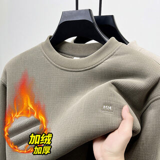 Dancing wolves ultra thick waffle men's fleece thermal sweatshirt army green 4xl