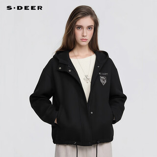 S.deersdeer fashion high collar hooded letters down jacket s25483117 black l