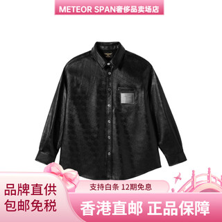 Boy london black pattern diffuse mirror pu leather solid color lapel single-breasted shirt leather jacket men's black black s