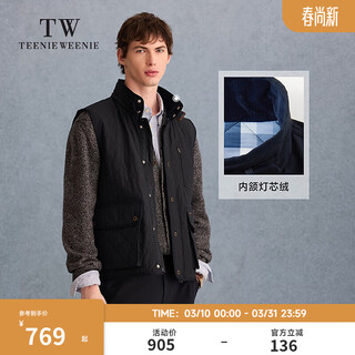 Teenie weenie bear men's cotton clothes 2025 spring new plaid fashion trendy padded vest jacket navy xl