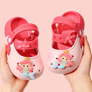 Yunyouli (yunyouli) children's slippers girls summer 2026 new baby girl cute slippers outer sandals girls hole shoes pink 10.5 190mm about size 30-31