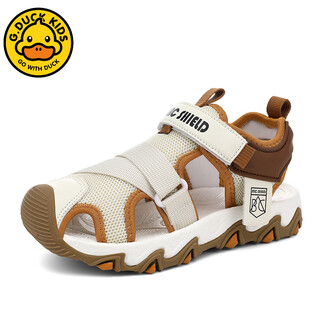 G.duck children's new summer toe-toe sandals, lightweight, non-slip, breathable, shock-absorbing, wear-resistant, practical, anti-rollover, casual, khaki 35