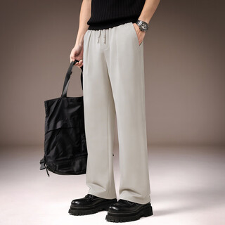 Precious color high-end trendy cool comfortable vertical straight pants for men spring and summer new high quality solid color simple versatile casual pants off-white s suitable for 90-110jin jin equals 0.5 kg