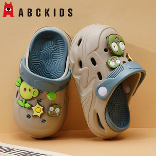 Abc kids children's croc shoes for boys and girls summer new cute cartoon boy sandals comfortable non-slip soft bottom beach slippers gray blue zombie war 26 / 27 inner length 18cm