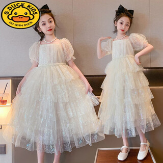 G.duck girls cake skirt dress summer 2026 new style children's suit princess dress for big children mesh skirt off-white original spot 150 recommended for 11-12 years old to wear 143-148 height 75