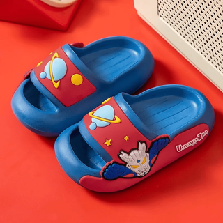 Ultraman zero children's slippers, non-slip cartoon slippers, indoor thick-soled home shoes, dark blue zero 36.5 36-37