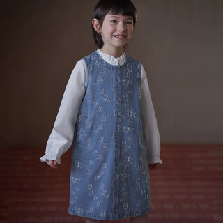 Hacikis children's clothing 2026 spring and autumn children's vest skirt twill jacquard korean style denim skirt girls sleeveless dress girls