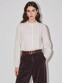 Basic housebasic house/baijiahao design lace white shirt for women spring french long-sleeved shirt beige m