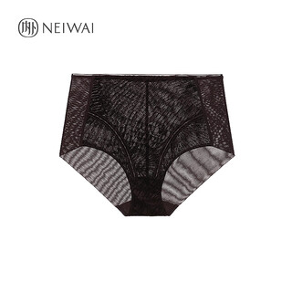 Interior y exterior (neiwai) sujetador de copa 3/4 hueco flocado/ropa interior hueca flocada de cintura alta nw232wu1115-1304 ropa interior-negro té marrón m