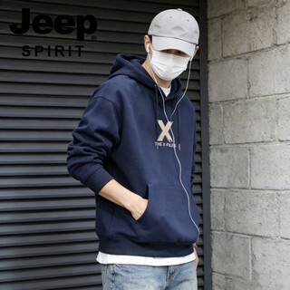 Jeep spirit hooded sweatshirt men's 2026 spring new loose casual versatile jacket men's clothing trendy men's clothing blue s