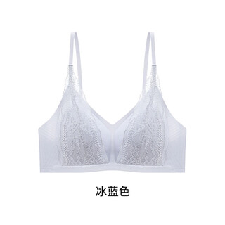 Cat man (miiow) liu yifei's same style underwear for women push up small breasts without empty cup lace beautiful back bandeau triangle cup bra ice blue lace lift sexy beautiful back s recommend 32/70abc about 75-90jin jin is equal to 0.5 kg