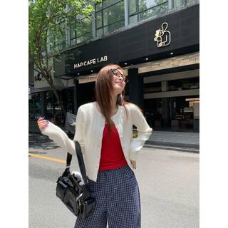 Su sansan white twist sweater jacket women's new knitted cardigan korean style spring wear spring and autumn top milk white s recommended 80-95jin jin equals 0.5 kg